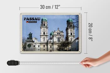 Plaque en tôle villes Passau, place de la cathédrale, architecture 30x20cm 4