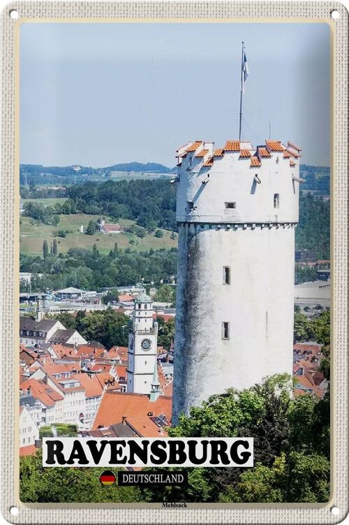 Blechschild Städte Ravensburg Mehlsack Architektur 20x30cm