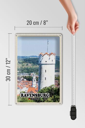Plaque en tôle Villes Ravensburg Mehlsack Architecture 20x30cm 4