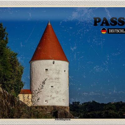 Blechschild Städte Passau Schaiblingsturm Architektur 30x20cm