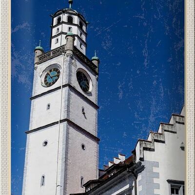 Targa in metallo città Ravensburg Blaserturm architettura 20x30 cm