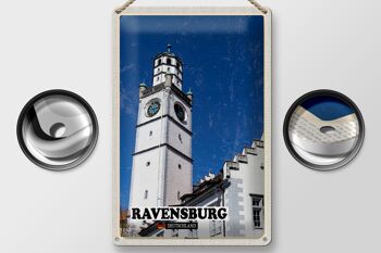 Plaque en tôle Villes Ravensburg Blaserturm Architecture 20x30cm 2