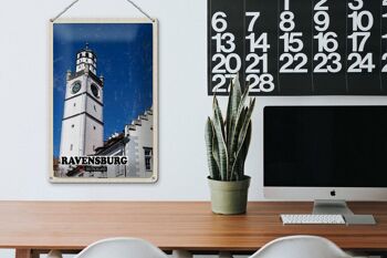 Plaque en tôle Villes Ravensburg Blaserturm Architecture 20x30cm 3
