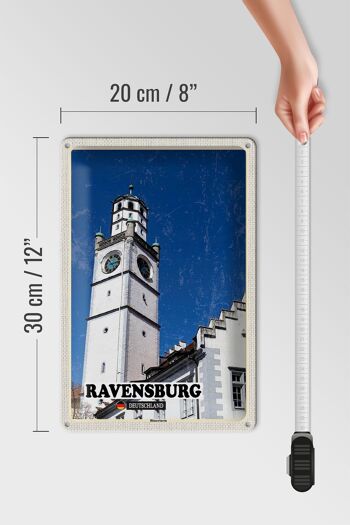 Plaque en tôle Villes Ravensburg Blaserturm Architecture 20x30cm 4