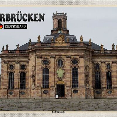 Cartel de chapa ciudades Saarbrücken Ludwigskirche 30x20cm