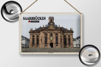 Plaque en tôle Villes Saarbrücken Ludwigskirche 30x20cm 2