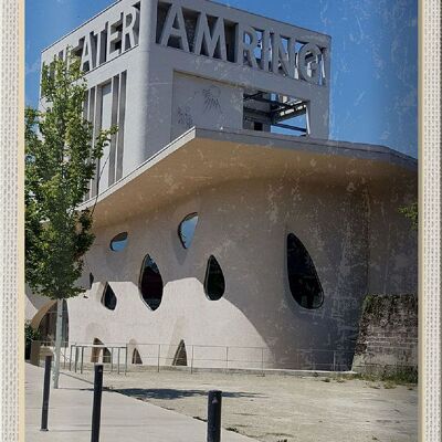 Targa in metallo città Saarlouis architettura teatrale 20x30 cm