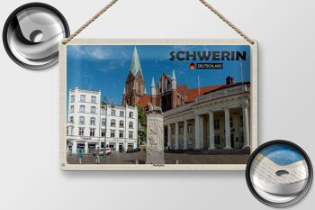 Plaque en tôle villes Schwerin place du marché architecture 30x20cm 2