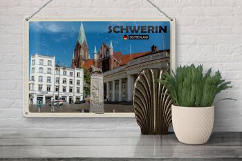Plaque en tôle villes Schwerin place du marché architecture 30x20cm 3