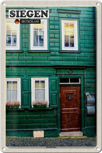 Panneau en étain villes Siegen, maison de ville ancienne, architecture 20x30cm 1