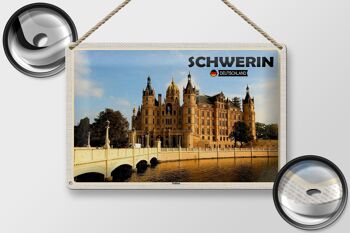 Signe en étain villes château de Schwerin Architecture 30x20cm 2