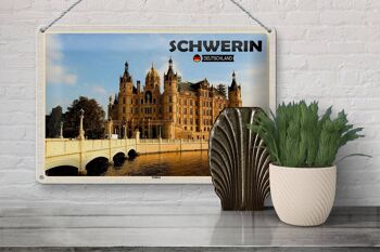 Signe en étain villes château de Schwerin Architecture 30x20cm 3
