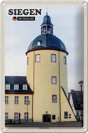 Panneau en étain villes Siegen, bâtiment du château inférieur, 20x30cm 1