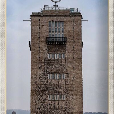 Cartel de chapa ciudades Stuttgart estación torre arquitectura 20x30cm