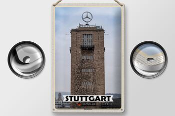 Plaque en étain villes Stuttgart gare tour architecture 20x30cm 2