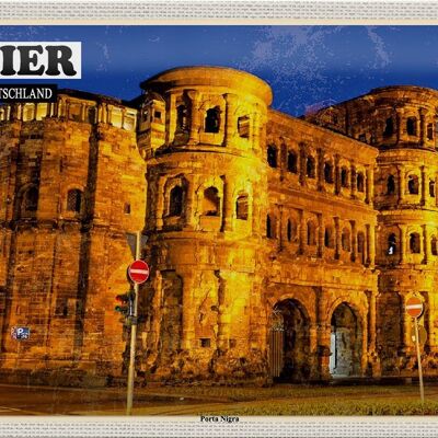 Cartel de chapa ciudades Trier Porta Nigra casco antiguo 30x20cm