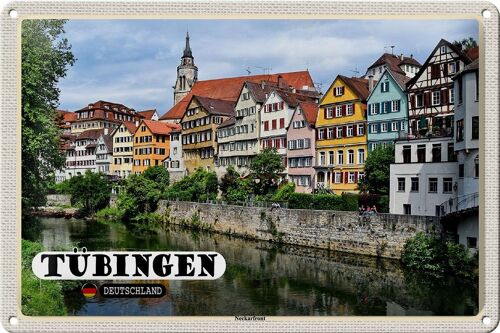 Blechschild Städte Tübingen Neckarfront Fluss Gebäude 30x20cm
