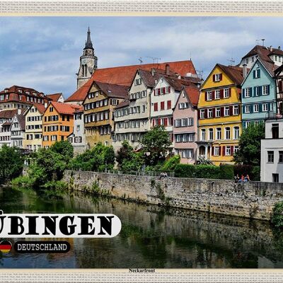Cartel de chapa ciudades Tübingen Neckarfront edificios del río 30x20cm