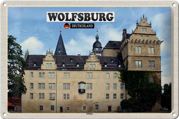 Panneau en étain villes peinture du château de Wolfsburg 30x20cm 1