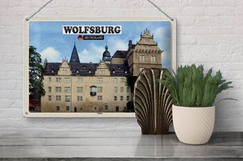 Panneau en étain villes peinture du château de Wolfsburg 30x20cm 3