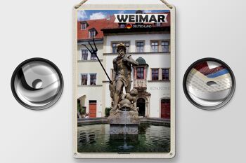 Plaque en étain villes Weimar Neptune fontaine architecture 20x30cm 2