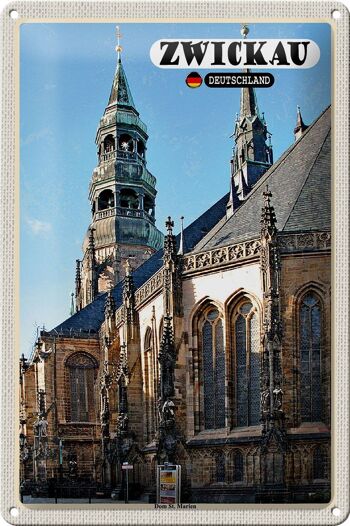 Plaque en étain Villes Cathédrale de Zwickau St. Église Sainte-Marie 20x30cm 1