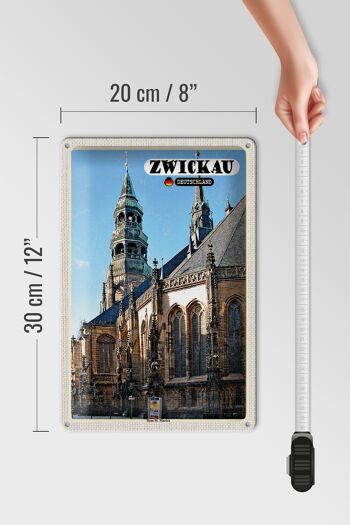 Plaque en étain Villes Cathédrale de Zwickau St. Église Sainte-Marie 20x30cm 4