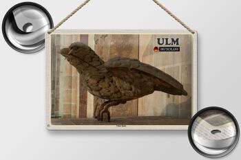 Plaque en tôle villes Ulm Ulmer Sparrow sculpture 30x20cm 2