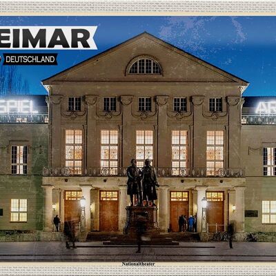Targa in metallo Città Weimar Teatro Nazionale Medioevo 30x20cm