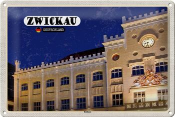 Plaque en tôle Villes Zwickau Mairie Architecture 30x20cm 1