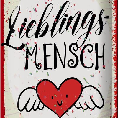 Blechschild Spruch Lieblingsmensch Herz Engel 20x30cm