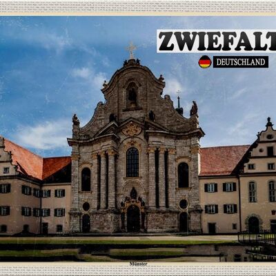 Cartel de chapa ciudades Zwiefalten Münster edificio 30x20cm