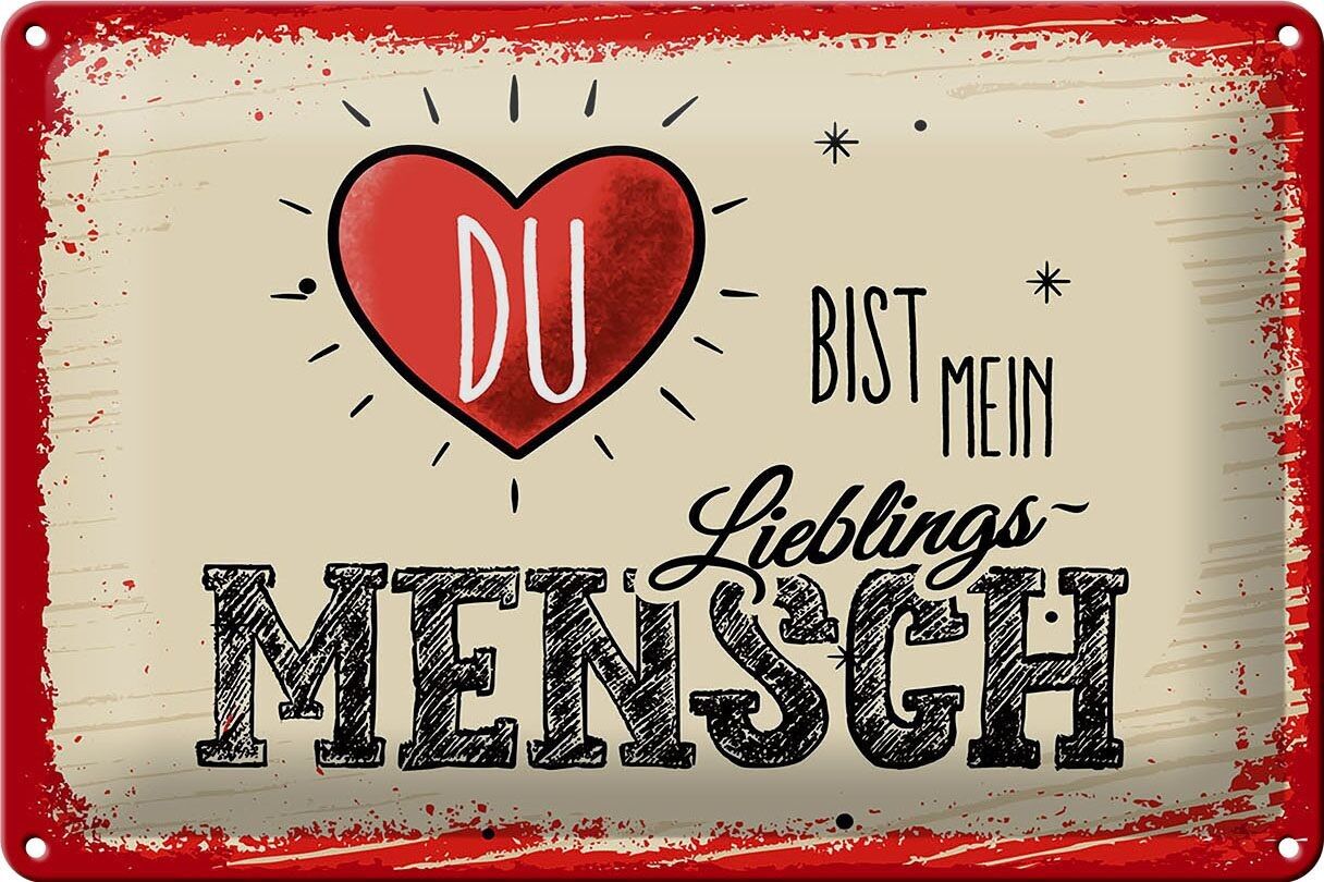 Targa in metallo con scritta "Tu sei la persona preferita del mio cuore" 30x20 cm