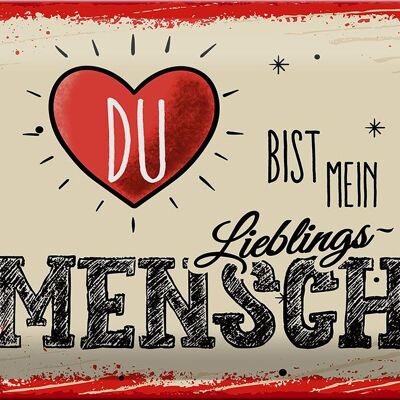 Blechschild Spruch Du bist Mein Herz Lieblingsmensch 30x20cm