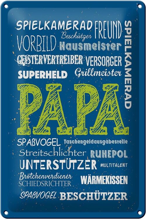 Blechschild Spruch Papa Superheld Vorbild Beschützer 20x30cm