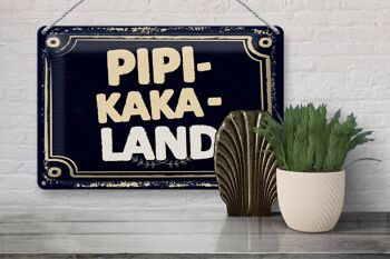 Plaque en tôle disant drôle Pipi-Kaka-Land 30x20cm 3