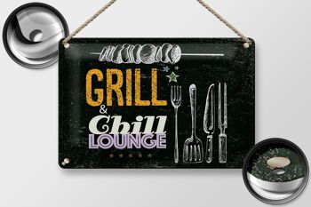 Plaque en tôle indiquant Grill & Chill Meat Grilling 30x20cm 2