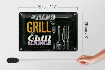 Plaque en tôle indiquant Grill & Chill Meat Grilling 30x20cm 4