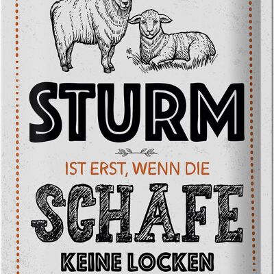Tin sign saying funny storm when sheep curl 20x30cm