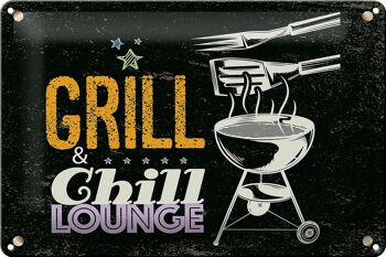 Plaque en tôle indiquant Grill & Chill Lounge 5 étoiles 30x20cm 1