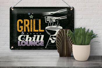 Plaque en tôle indiquant Grill & Chill Lounge 5 étoiles 30x20cm 3