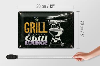 Plaque en tôle indiquant Grill & Chill Lounge 5 étoiles 30x20cm 4