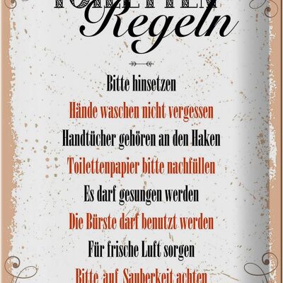 Blechschild Spruch lustig Toiletten Regeln 20x30cm