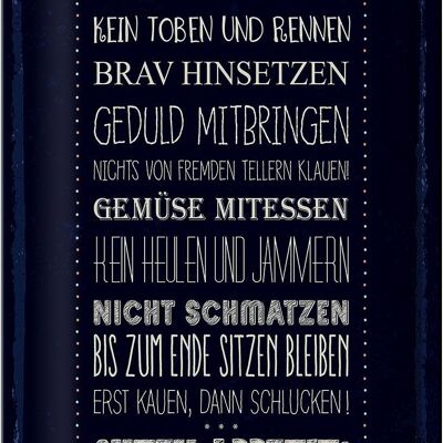 Blechschild Spruch Hände waschen kein toben 20x30cm