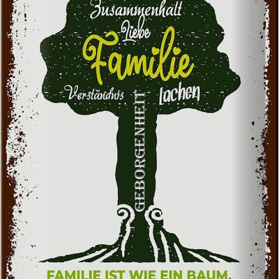 Targa in metallo con scritta "La famiglia è come un albero" 20x30 cm