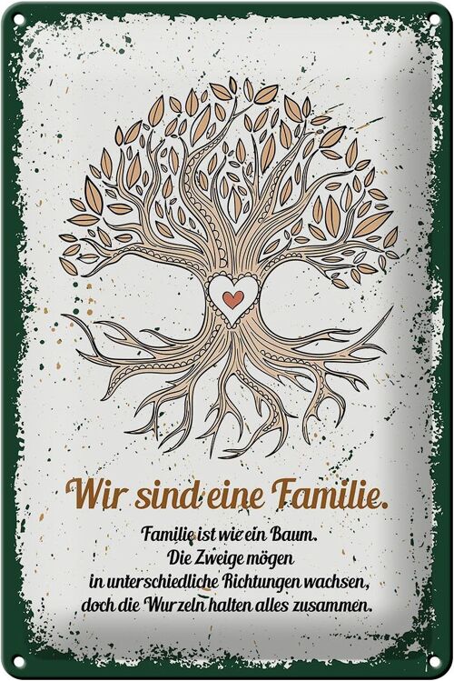 Blechschild Spruch Wir sind Familie alles zusammen 20x30cm