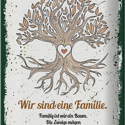Targa in metallo con scritta "Siamo una famiglia, tutto insieme" 20x30 cm