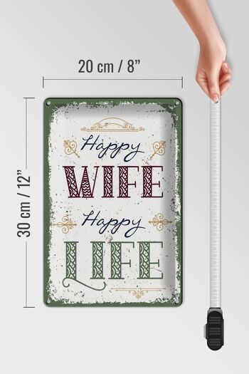 Plaque en étain disant Happy Wife Happy Life 20x30cm 4