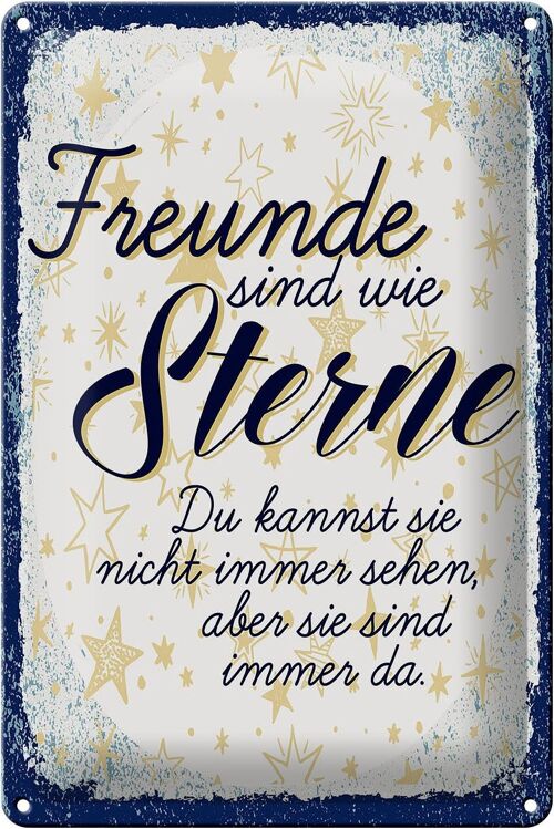 Blechschild Spruch Freunde wie Sterne sind immer da 20x30cm