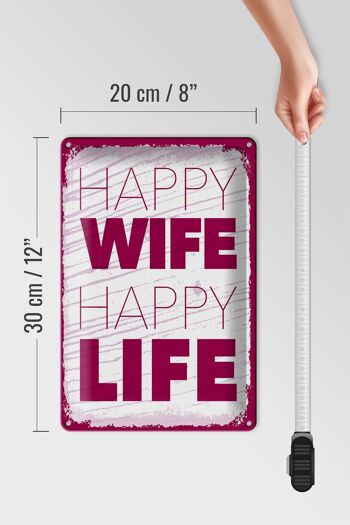 Panneau en étain disant Mme Happy Wife Happy Life 20x30cm 4